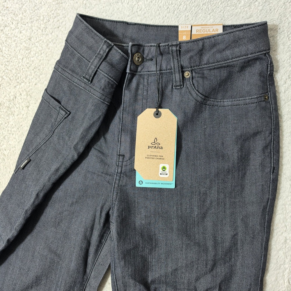 NEW! Prana Kayla High Rise Jean Womens 29/32 Grey Stretch Organic Cotton Denim